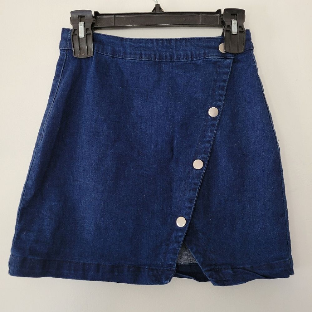 Harper Heritage Denim Blue Mini Skirt Wrap Small Cotton Blend